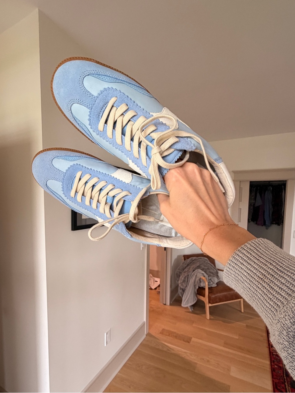 Dolce Vita Light Blue and Cream Suede Sneakers